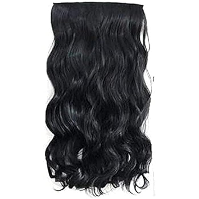 DILLARDS Women Black Big Wavy Synthetic Curly Hair Extension Weft With 5 Clip -H136 - Image 1